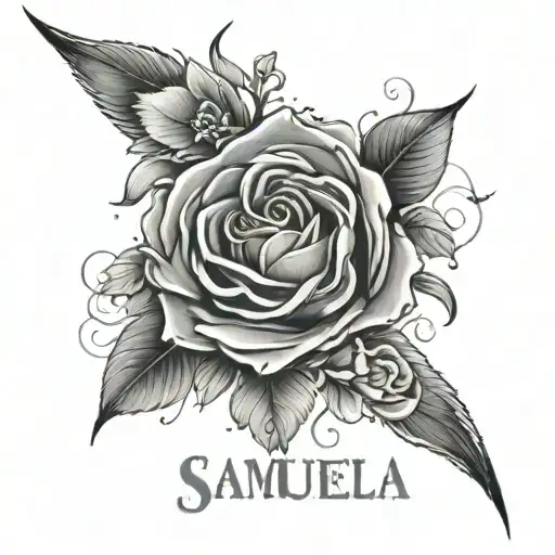 Tattoo For Sister With Name Samuela That Covers The Whole Forearm