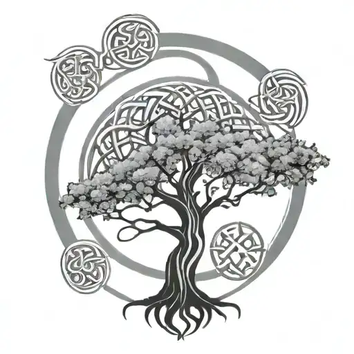 Celtic Tree Of Life With Celtic Knot Intertwined