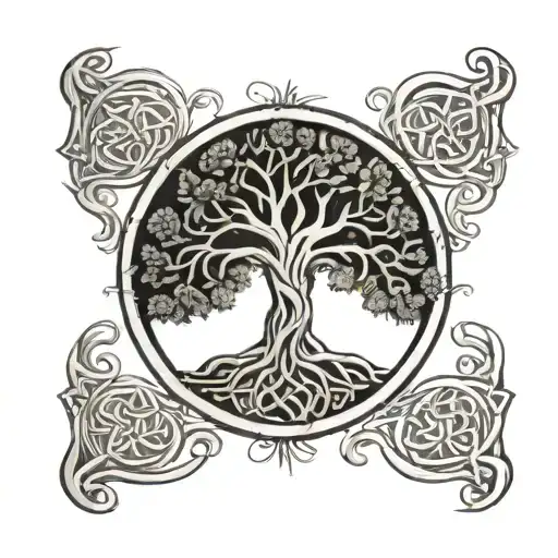 Celtic Tree Of Life With Celtic Knot In Middle