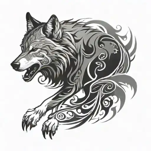 Wolf In Tribal
