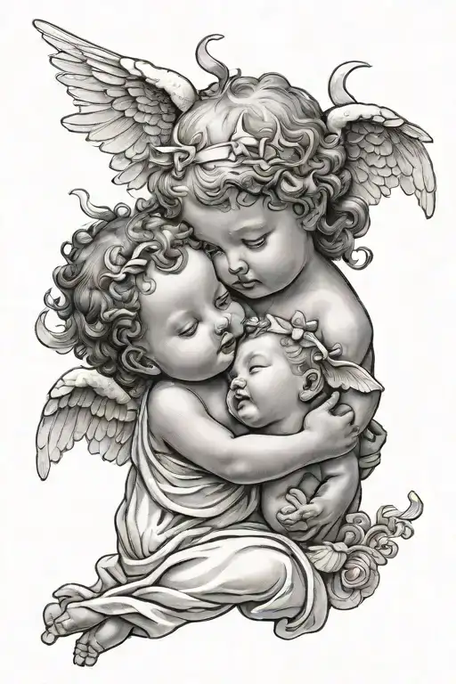 Baby Angel And God Holding