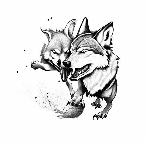 A Hen Fighting A Wolf