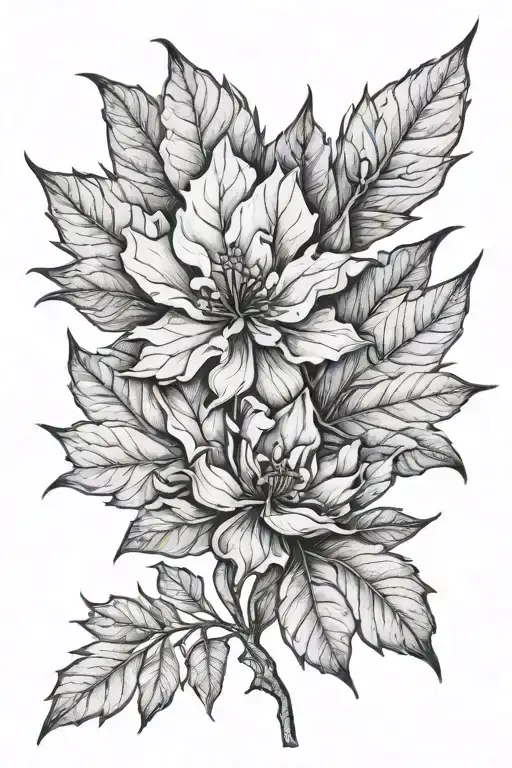 Maple Leaf And Magnolia Flower