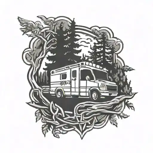 Paramedic Symbol Intertwined With Forest Landscape
