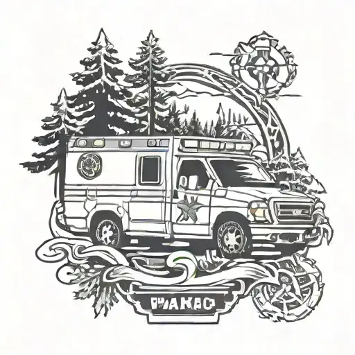 Paramedic Symbol Intertwined With Forest Landscape