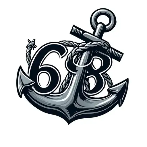 Military Navy Anchor With Rope And Number 68 Incorporated