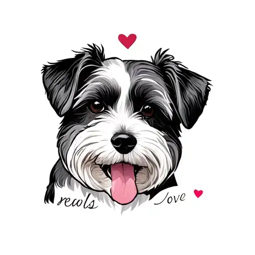 Fineline Cursive Writing Saying Love Dog