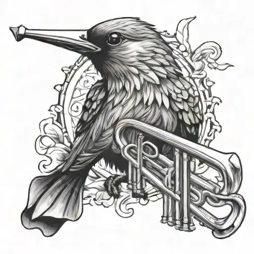 Phoneix Bird With Trumpet