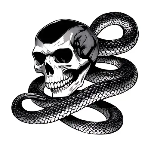 Skull And Snake Coiled