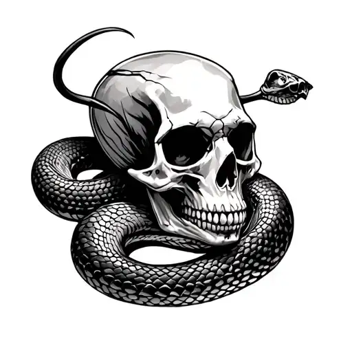 Skull And Snake Coiled