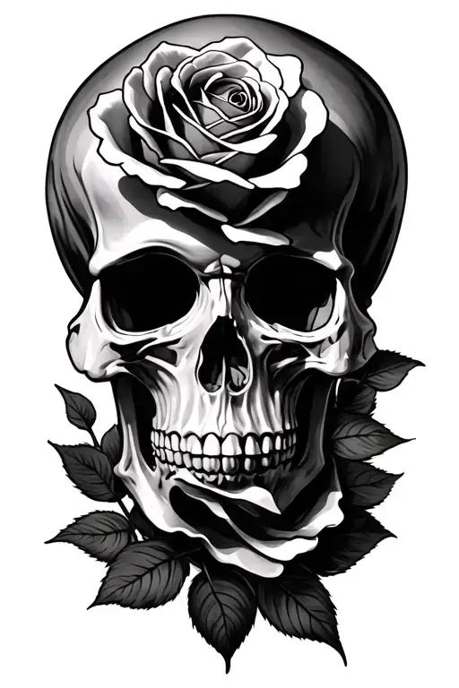 Skull And Roses Intertwined
