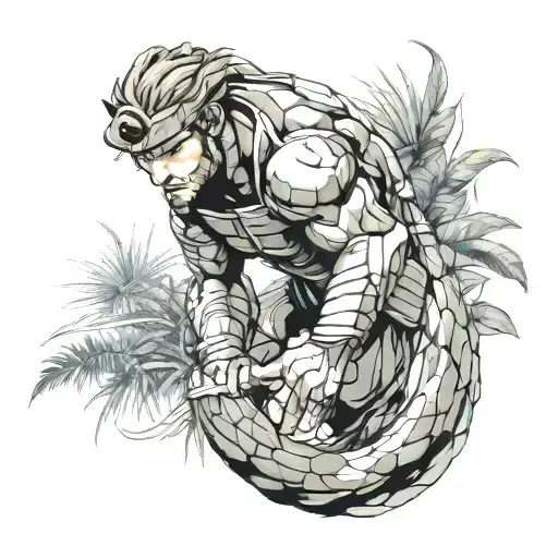 Sleeve Solid Snake In A Jungle Crouching