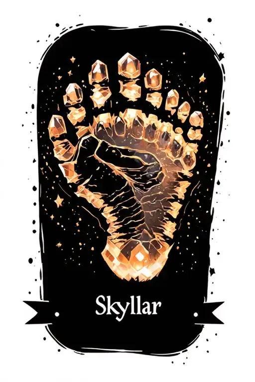 Kryptonite Crystal Baby Footprint With Name Skylar On Forearm