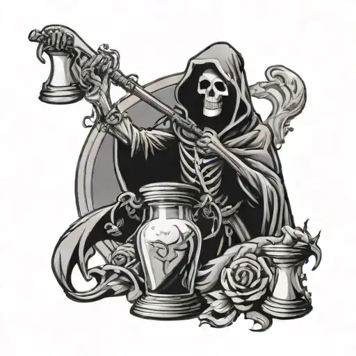 Grim Reaper And Hour Glass