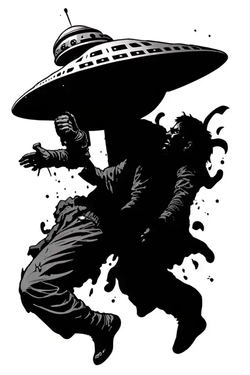 Man Getting Abducted By A Ufo Beaming