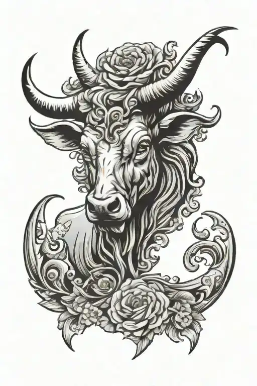 Long Horn Surrounded By Western Embossing