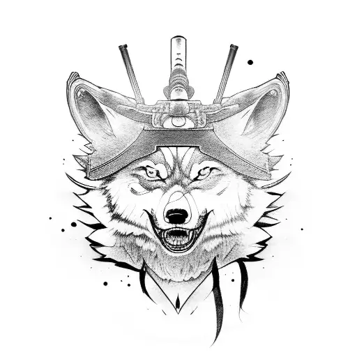 Samurai With A Guitar And A Wolf