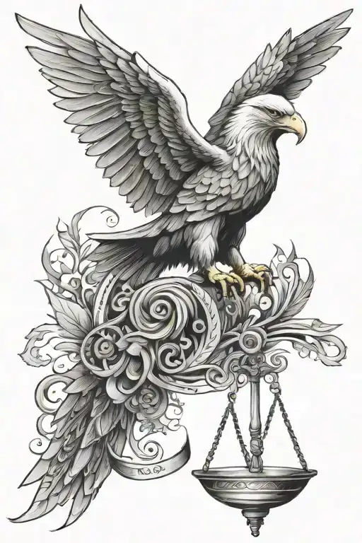 Fibonacci With Eagle And Scales Of Justice