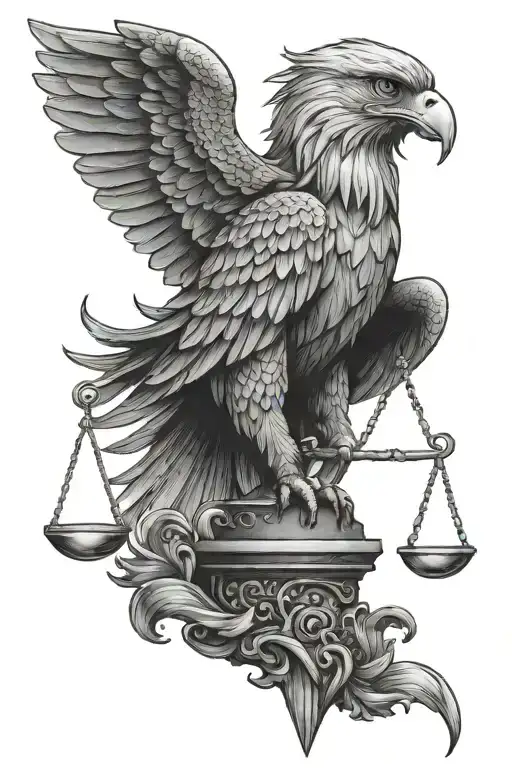 Fibonacci With Eagle And Scales Of Justice