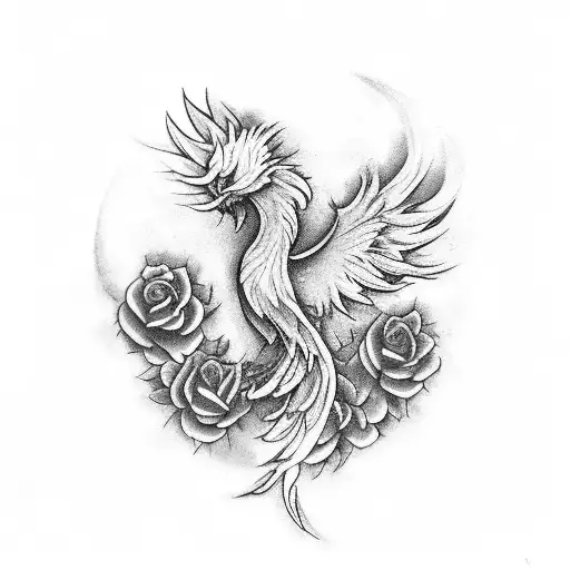 A Phoenix Rising From A Bed Of Roses