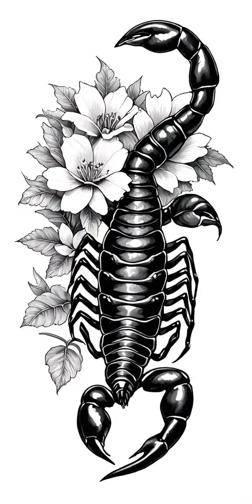 Scorpion And Flowers