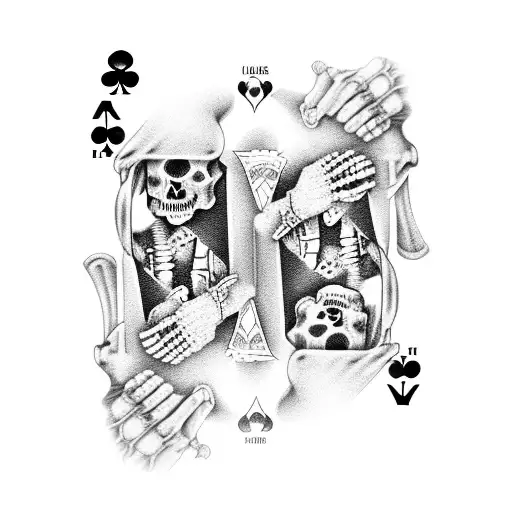 Skeleton Hand Holding Playing Cards