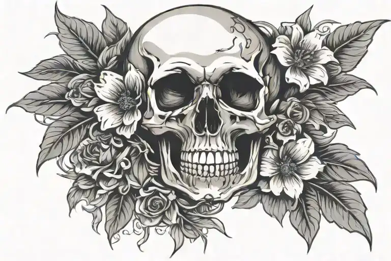 Skull Wearing Flower Intertwined
