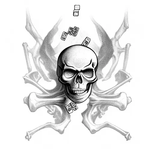 Skeleton Arm Out Of Ground Holding 2 Playing Cards