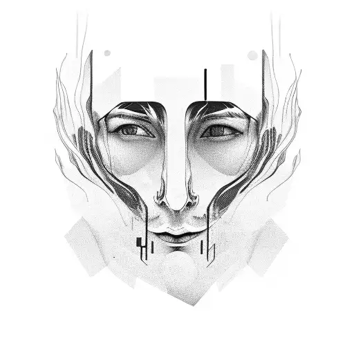 Black And Grey Portrait Of A Psychedelic Mushroom Scientist