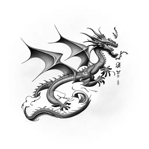 Dragon Between Clouds