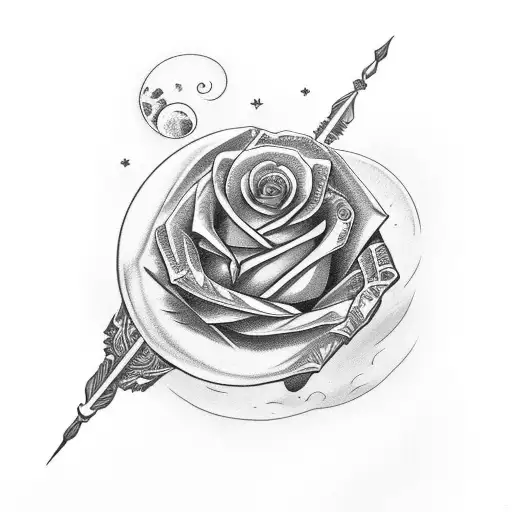 Moon With Rose And Dagger