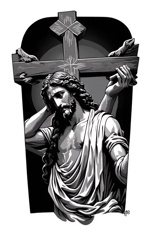 Jesus Carry Cross Surrounded
