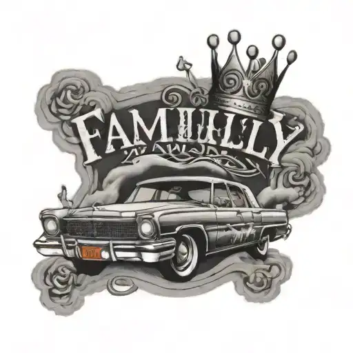Familly Written With Clouds And A Crown Victoria P71 Destroyed