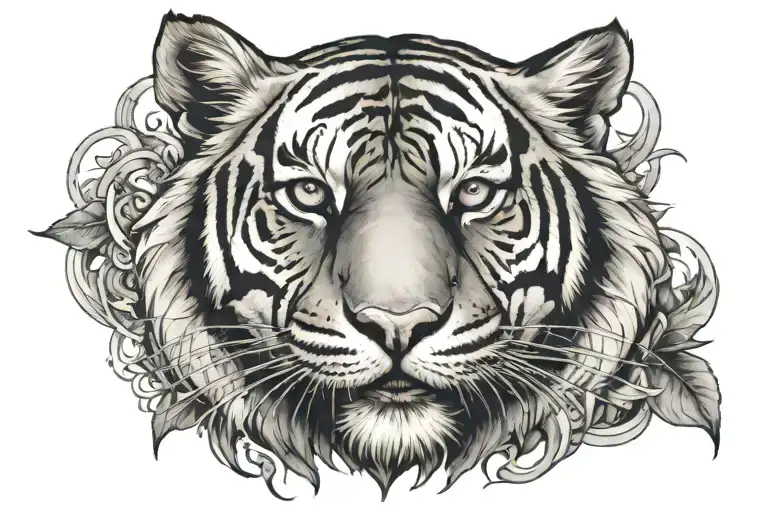 Tiger Face Surrounded