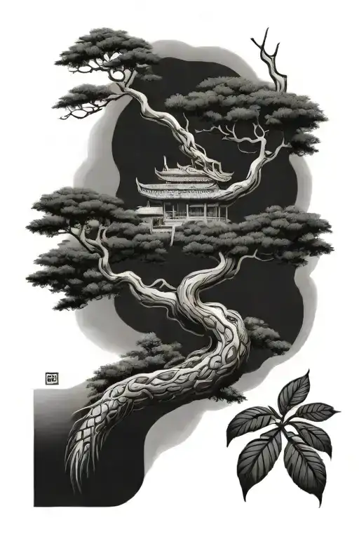 Bonsai Tree Cover Up For Snake On Forearm