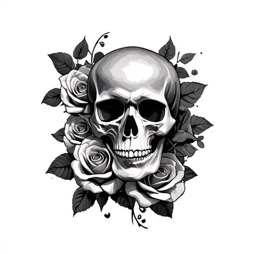 Skull And Roses Wrapped