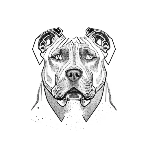 A Pitbull Silhouette Blended With Elements Of Nature Like Mountains And Trees