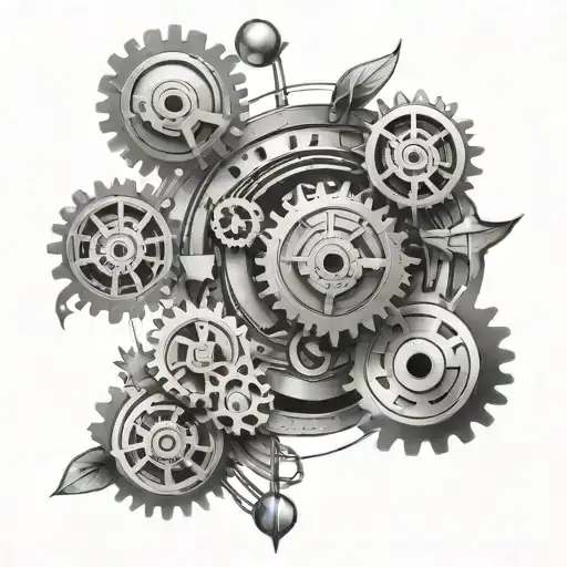 Design A Mechanical-inspired Tattoo Featuring Music Notes And Engineering Gears