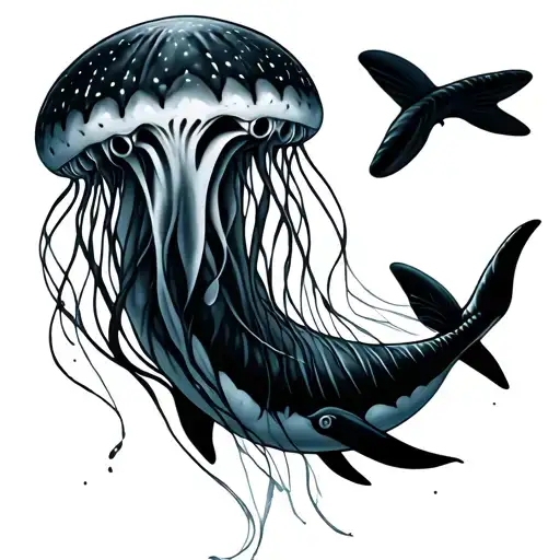 Jellyfish With A Whale Shark Swimming