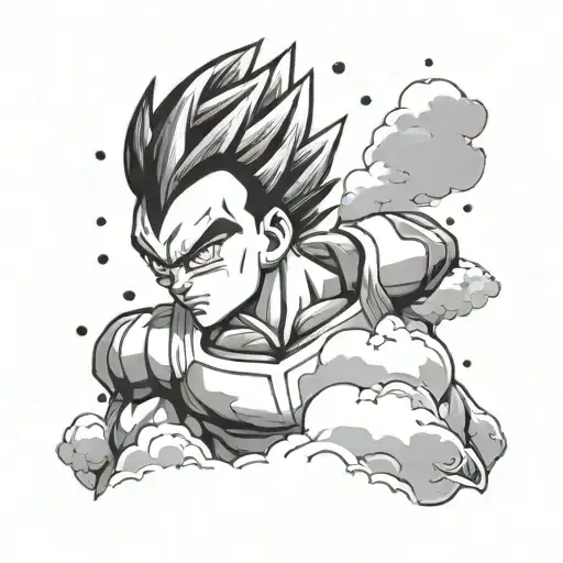 Vegeta In The Rain Cloud