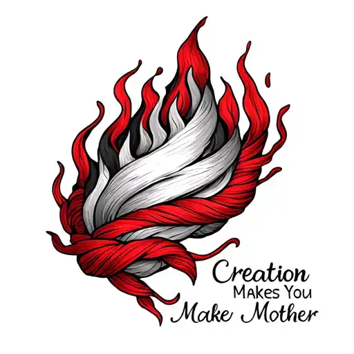 Red Thread Of Life Surrounding A Flame With The Words Creation Makes You Mother