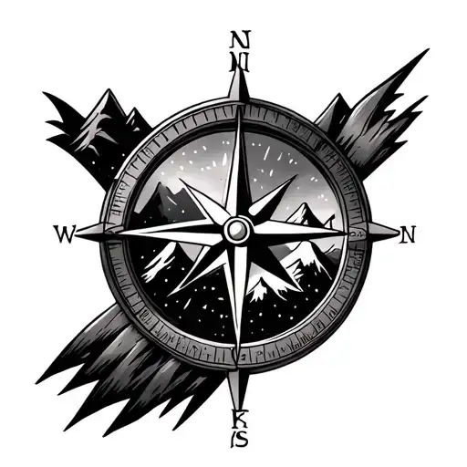 Compass And Mountains