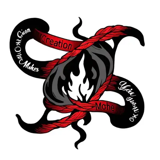 Red Thread Of Life Surrounding A Flame With The Words Creation Makes You Mother