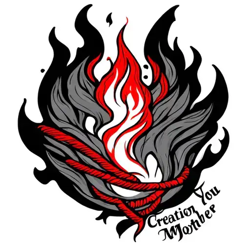 Red Thread Of Life Surrounding A Flame With The Words Creation Makes You Mother