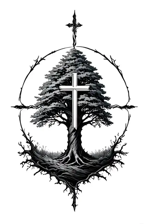 Tree W Cross Wrapped