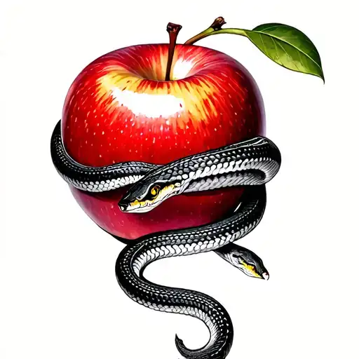 Snake Wrapping Around A Red Apple
