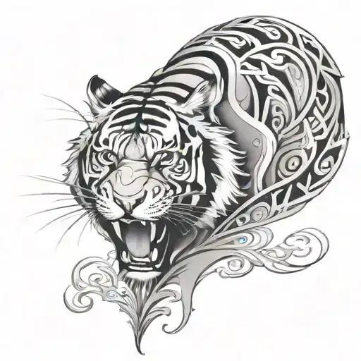 Abstract Tiger Tattoo For A Girl On The Whole Arm In The Form Of Patterns