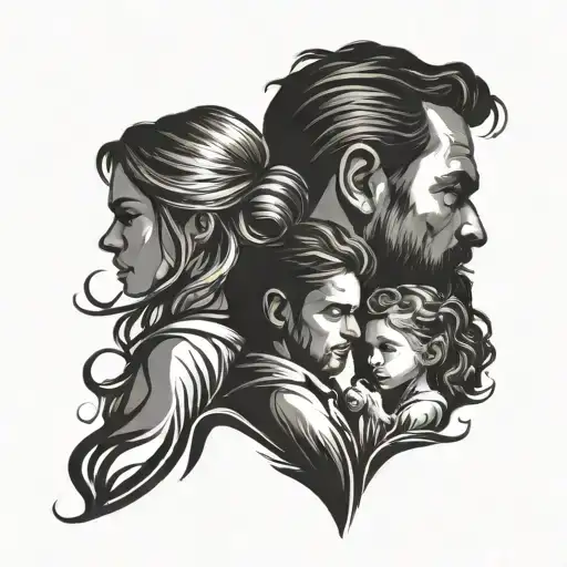 Father & Daughters Silhouette