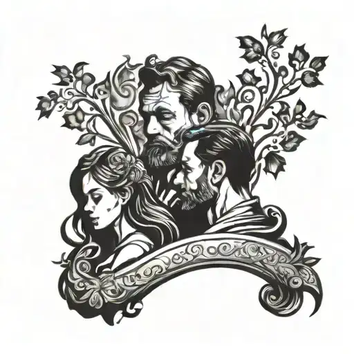 Father & Daughters Silhouette