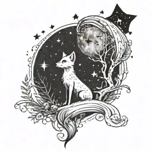 The Little Prince And The Fox And Starry Sky